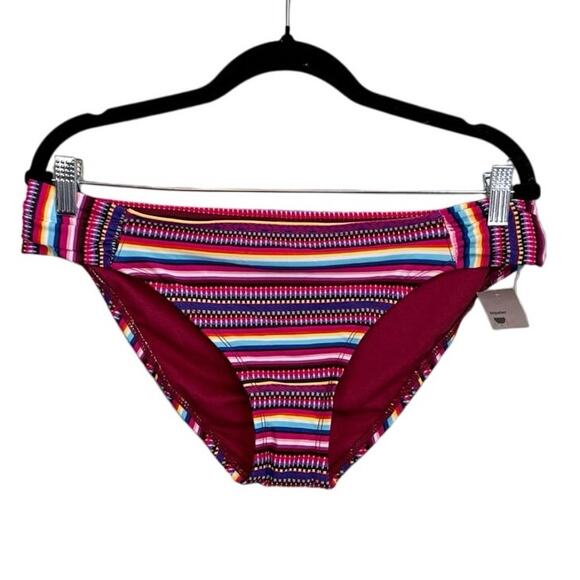 Mossimo Baja Blanket Bikini Bottom Swimwear XL Red Striped Beach Pool Ruched NWT - Picture 1 of 7